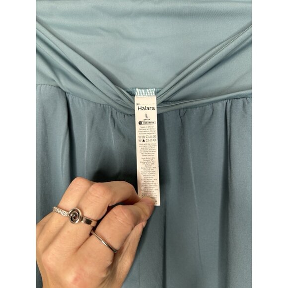 Halara Breezeful Blue High Rise Crossover Waist Cropped Pants Size Large Petite - Picture 3 of 9